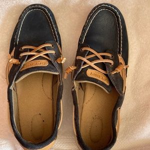 Blue Sperry boat shoes
